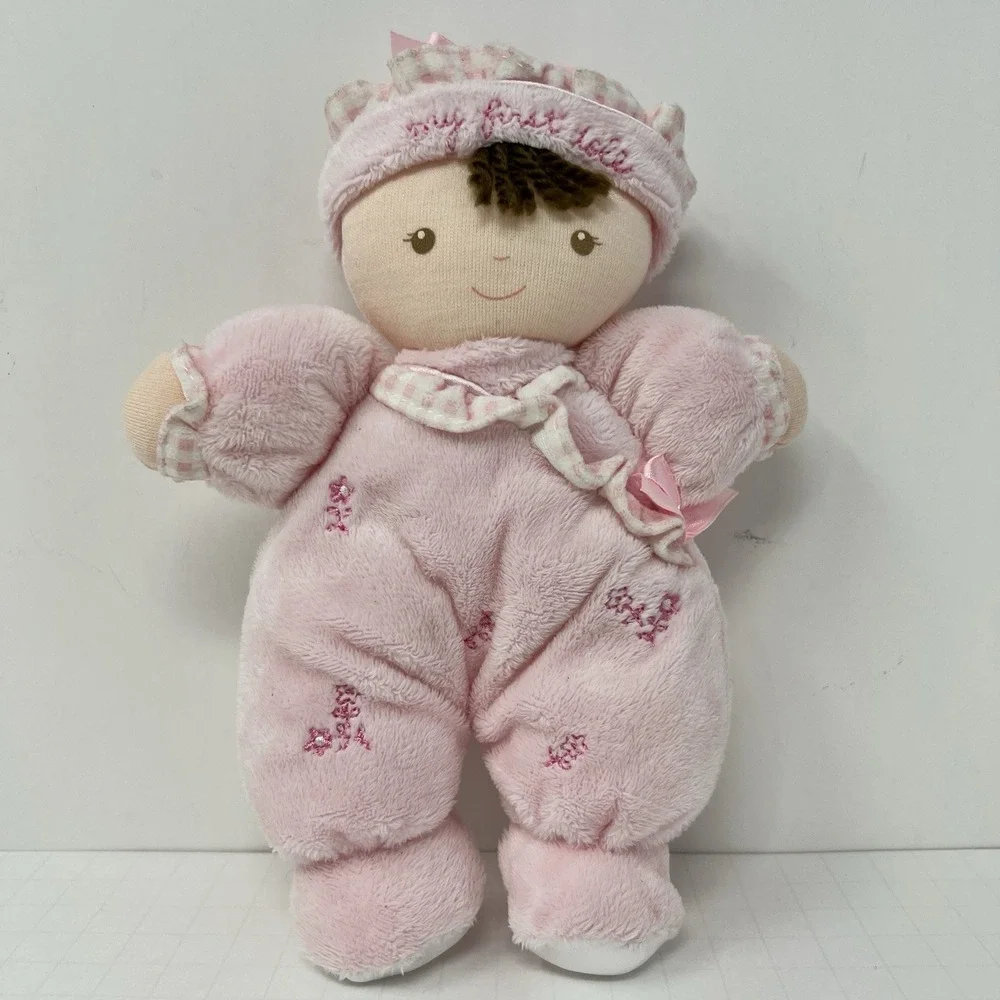 Carters Just One Year My First Doll Pink Plush Baby Rattle Soft‎ nursery Toy 8